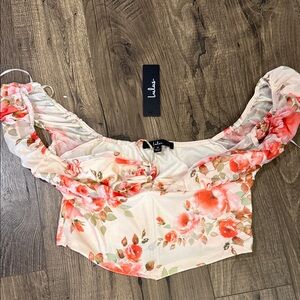 Lulu's Floral Blouse in Cream and Red